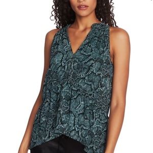 NWOT 1. State green embellished snake print strapless v neck top
